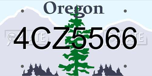 4CZ5566 Oregon License Plate