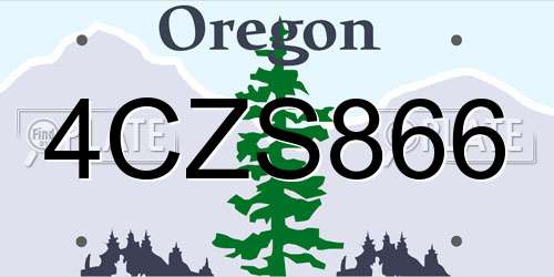 4CZS866 Oregon License Plate