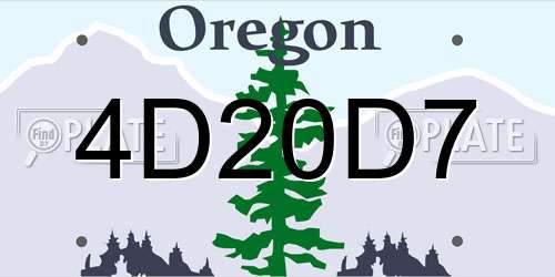 4D20D7 Oregon License Plate