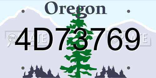 4D73769 Oregon License Plate