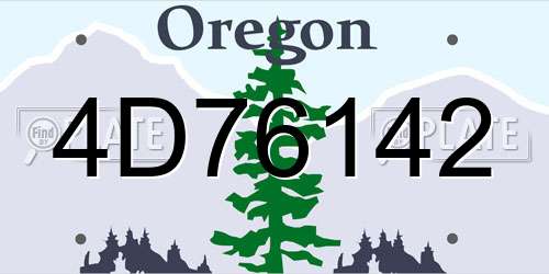 4D76142 Oregon License Plate