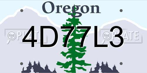 4D77L3 Oregon License Plate