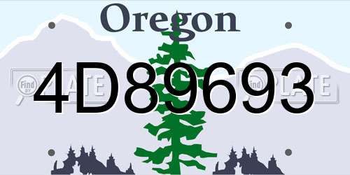 4D89693 Oregon License Plate