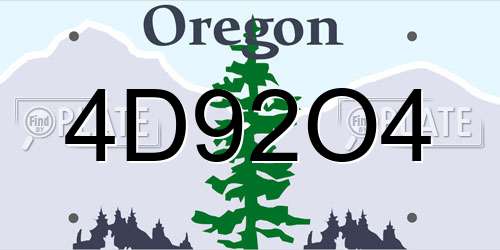 4D92O4 Oregon License Plate