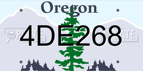 4DE268 Oregon License Plate