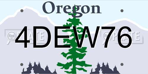 4DEW76 Oregon License Plate
