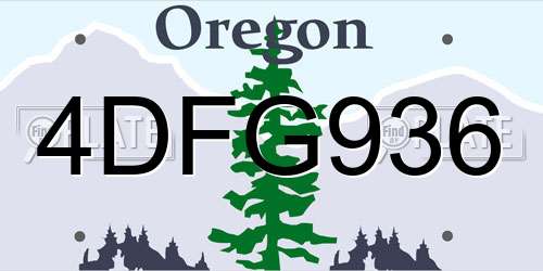 4DFG936 Oregon License Plate