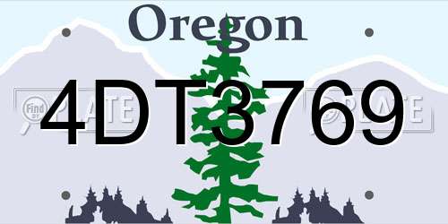 4DT3769 Oregon License Plate