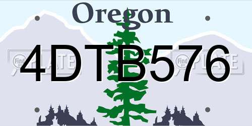 4DTB576 Oregon License Plate