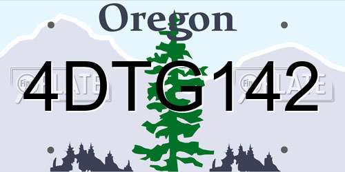 4DTG142 Oregon License Plate