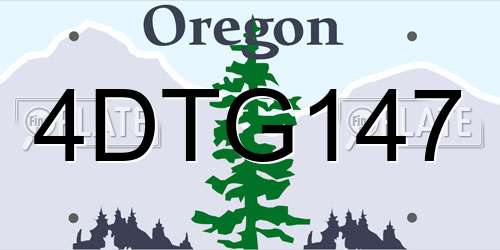 4DTG147 Oregon License Plate