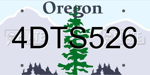 4DTS526 Oregon License Plate