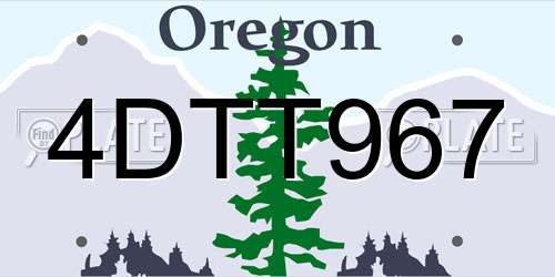 4DTT967 Oregon License Plate