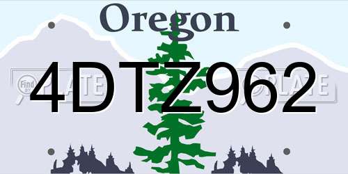 4DTZ962 Oregon License Plate