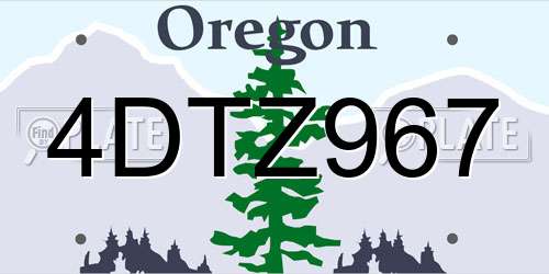 4DTZ967 Oregon License Plate