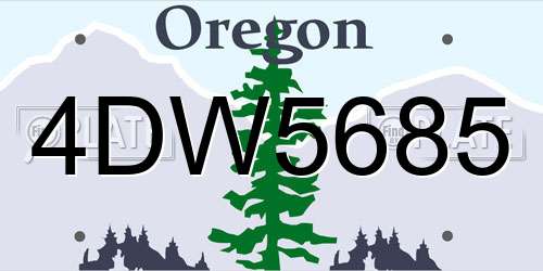 4DW5685 Oregon License Plate