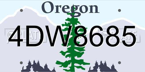 4DW8685 Oregon License Plate