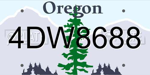4DW8688 Oregon License Plate