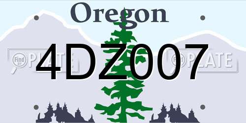 4DZ007 Oregon License Plate