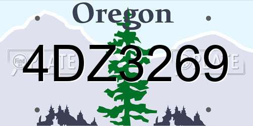 4DZ3269 Oregon License Plate