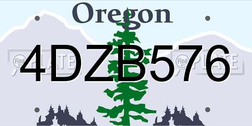 4DZB576 Oregon License Plate