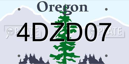 4DZD07 Oregon License Plate