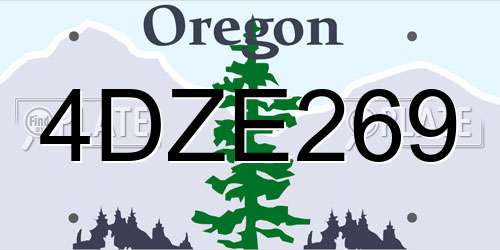 4DZE269 Oregon License Plate