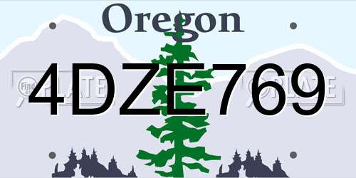4DZE769 Oregon License Plate