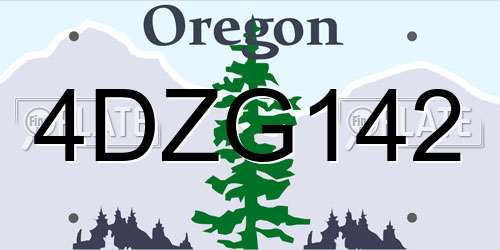 4DZG142 Oregon License Plate