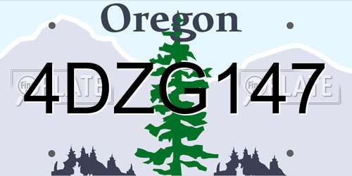 4DZG147 Oregon License Plate