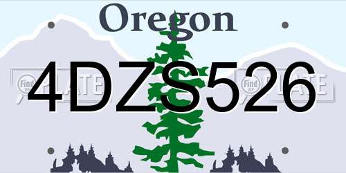 4DZS526 Oregon License Plate