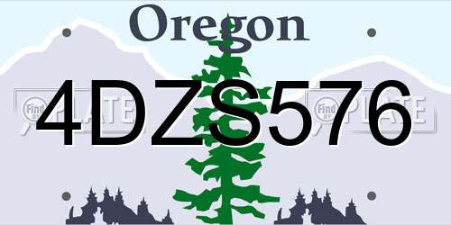 4DZS576 Oregon License Plate