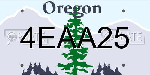 4EAA25 Oregon License Plate