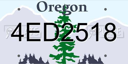 4ED2518 Oregon License Plate