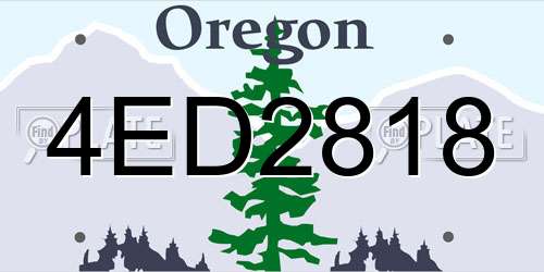 4ED2818 Oregon License Plate