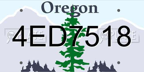 4ED7518 Oregon License Plate