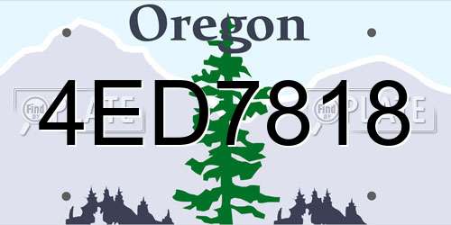 4ED7818 Oregon License Plate