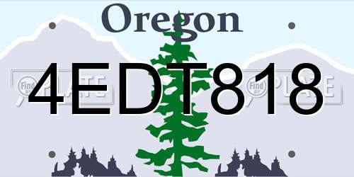 4EDT818 Oregon License Plate