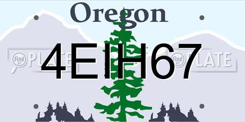 4EIH67 Oregon License Plate