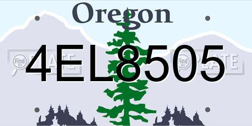 4EL8505 Oregon License Plate