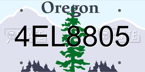 4EL8805 Oregon License Plate