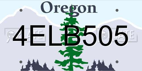 4ELB505 Oregon License Plate