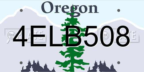 4ELB508 Oregon License Plate
