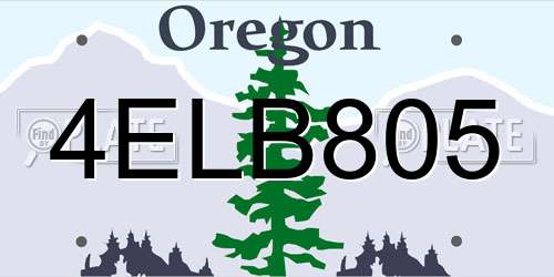 4ELB805 Oregon License Plate