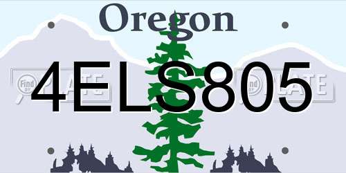 4ELS805 Oregon License Plate