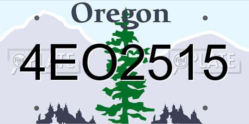 4EO2515 Oregon License Plate