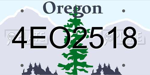 4EO2518 Oregon License Plate