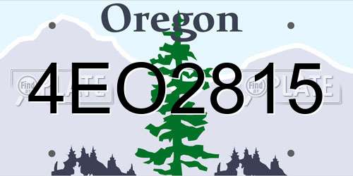 4EO2815 Oregon License Plate