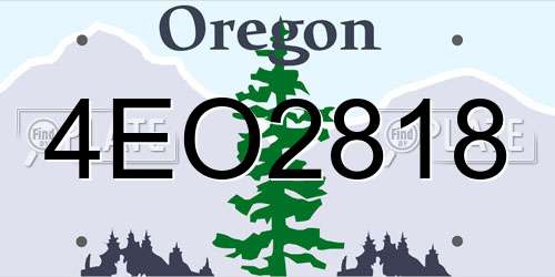 4EO2818 Oregon License Plate