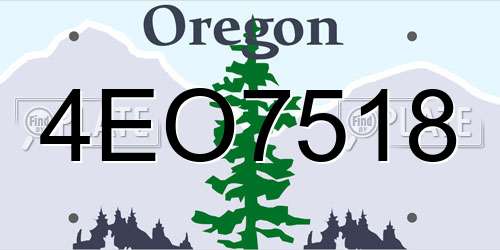 4EO7518 Oregon License Plate